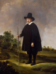 Retrato de un hombre contra el paisaje