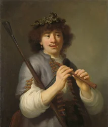 Rembrandt como pastor con báculo y flauta
Rembrandt como pastor con bastón y flauta