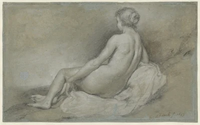 Desnudo femenino sentado, visto de espaldas