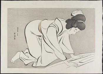 Mujer doblando un kimono, octubre de 1920