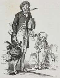 ¿Por qué quitar el bozal a las bestias?, caricatura de Jean-Jacques Grandville, litografía de Gaetano Riccio de Poliorama Pittoresco, n 38, 30 de abril