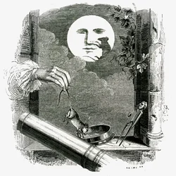 Un animal en la luna: Fábula de La Fontaine ilustrada por Grandville.