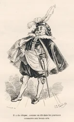 Perro con estilo. Viñetas ilustradas por JJ Granville. Grabado firmado por Tamisier en la parte titulada "Le premier feuilleton de Pistolet" escrito por Jules Janin en "Scènes de la vie privée et publique des animaux". París, J. Hetzel et Paulin