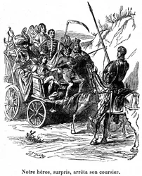 Ilustración de las aventuras de Don Quijote escritas por Cervantes