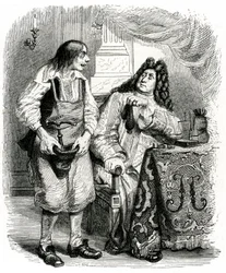 Le savetier et le financier: fábula de La Fontaine ilustrada por Grandville.