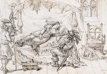 La Bella Durmiente, ilustración para cuento de hadas de Charles Perrault, grabado por Grandville