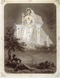 Estrellas: Mujer representando “La bella estrella” - por Grandville