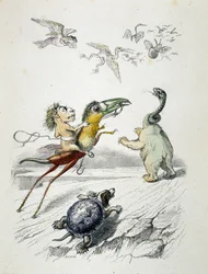La caza (carrera de animales fabulosos) por Grandville