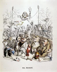 El baile de máscaras de los animales - por Grandville