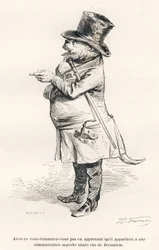 ... pertenece a una administración magnífica situada en la calle de Jerusalén. Viñetas ilustradas por JJ Granville. Grabado firmado Guilbaut en la parte titulada "Viaje de un león de África a París" escrito por Honoré de Balzac en "Escenas de la vida priva