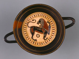 Kylix de figuras negras laconianas atribuido al pintor Hunt, c.540 a.C. (terracota)
