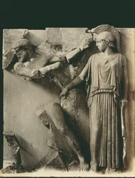 Los trabajos de Hércules, metope del Templo de Zeus en Olimpia, c.470-457 a.C.