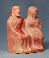 Dos figuras entronizadas, finales del siglo VI a.C. (cerámica)