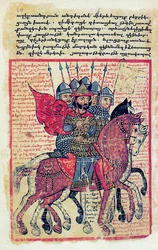 Escena militar de un manuscrito armenio del siglo XIV