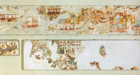 Expediciones navales, fresco de Akrotiri, Thera (hoy Santorini), Grecia, Civilización minoica