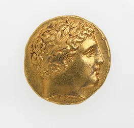 Anverso de un estátero de Felipe II de Macedonia, 359-336 a.C. (oro)