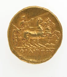 Reverso de un estátero de Felipe II de Macedonia, 359-336 a.C. (oro)