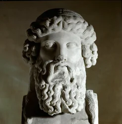 Busto del filósofo griego Platón (428-348 a.C.) Escultura de mármol, Roma, museos capitolinos
