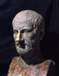 Representación del filósofo griego Teofrasto (372-287 a.C.)