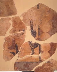 Retorno del cazador, fresco del Templo C de Thermos, Grecia, civilización griega, ca. 630 a.C.