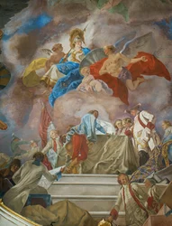 Un genio recomienda un grupo de generales austriacos a Minerva, diosa de la ciencia militar (ca ...