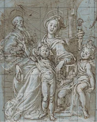 Sagrada Familia con el niño San Juan Bautista recto, bocetos a gran escala, 1590-92