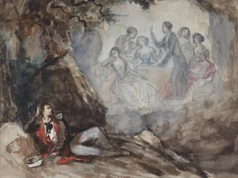 Ilustración del poema El Sueño de M. Lermontov, mediados del siglo XIX