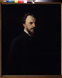 Autorretrato (Self portrait). Peinture de Grigori (Grigoriy, Grigory) Grigoryevich Myasoyedov (Myasoedov, Miasoedov) (1834-1911), huile sur toile
