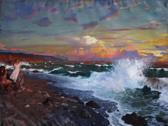 Atardecer. Orilla del mar, principios del siglo XX