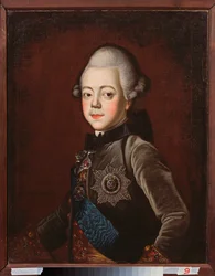 Retrato del Gran Duque Pavel Petrovich (1754-1801) de niño (Zar Pablo I de Rusia). Pintura de Grigori Serdyukov (1744-1785), óleo sobre lienzo