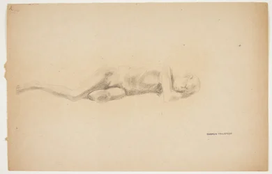 Estudio de yeso de Pompeya. Hombre acostado