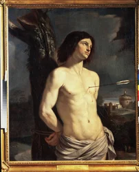 "" San Sebastián "" Pintura de Giovanni Francesco Barbieri llamada Il Guercino (Le Guerchin) (1591-1666)