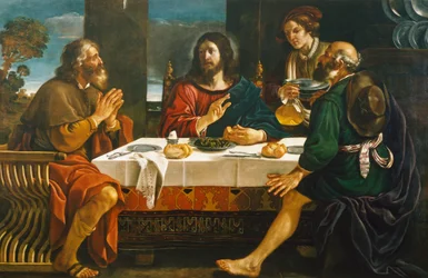 Cena en Emaús, por Giovanni Francesco Barbieri, conocido como Guercino