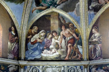 Fresco que representa la adoración de los pastores