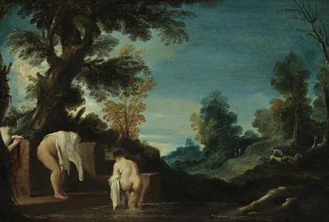 Paisaje con mujeres bañándose