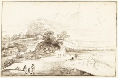 Paisaje de montaña con una vista lejana