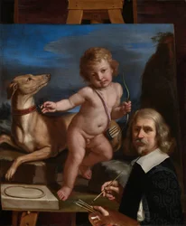 Autorretrato ante una pintura de «Amor Fedele»