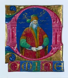 Inicial D[omine] de un Libro Coral: Rey Salomón, c. 1470-1480