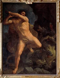 Hércules derrotando a la Hidra de Lerna. Pintura de Guido Reni (1617)