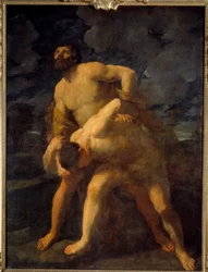 Hércules luchando con Aqueloo. Hércules decora el río griego