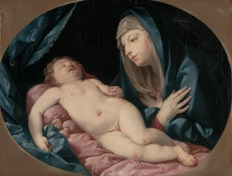 La Madonna adorando al Niño dormido