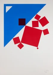 Suprematista Bachus y Ariadna según Tiziano En serigrafía, 2018 (serigrafía)