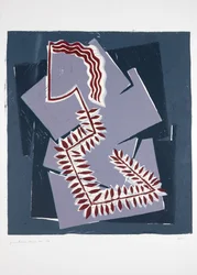 Mujer con helecho Nº1, 2019 (linograbado)