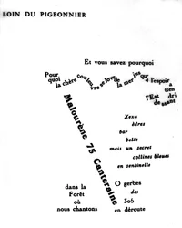 Caligrama de Guillaume Apollinaire (1880-1918): «Lejos del palomar»