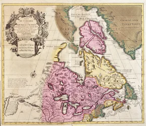 Mapa de Canadá y Groenlandia (grabado)