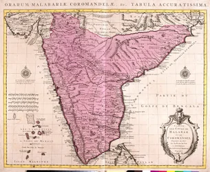 Mapa de Coromandel y Malabar (India)