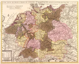 Mapa de caminos y postas de Alemania (grabado)
