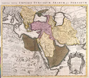 Mapa de Oriente Medio: Imperio otomano, Persia y península arábiga
