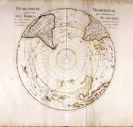 Vista del polo sur (Antártico). Atlas de Guillaume Delisle (1675-1726), geógrafo