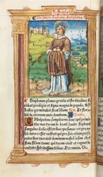 Libro de Horas Impreso (Uso de Roma): fol. 100v, San Esteban